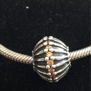 Pandora Extra Lg. Show Stopper Charm Citrine CZ.